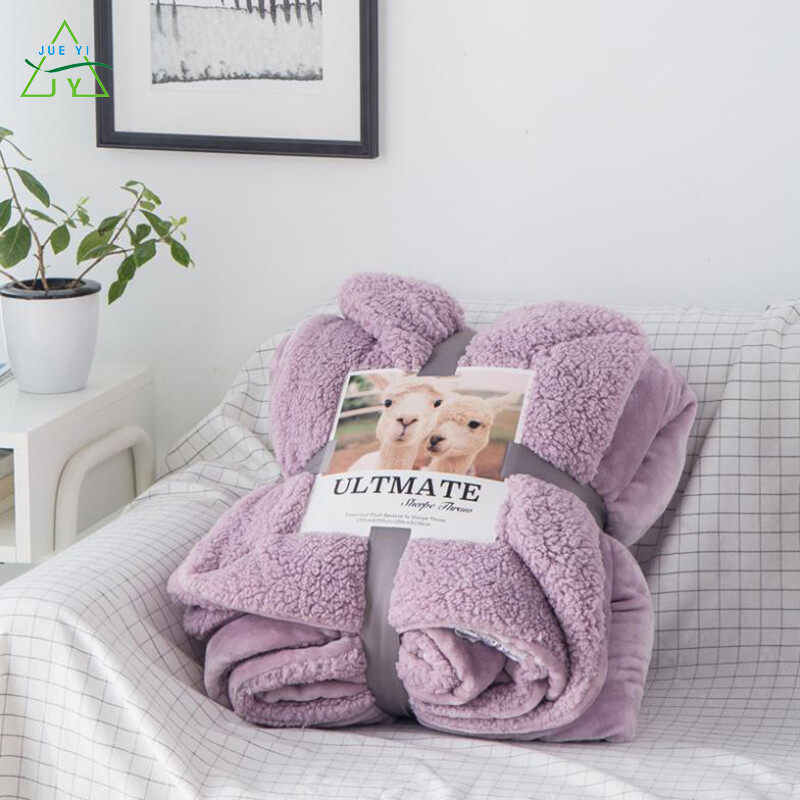 Foreign Trade Solid Color Macaron Autumn And Winter Double-Layer Blanket Thickened Fleece Lamb Wool Blanket Single Double Compound Blanket