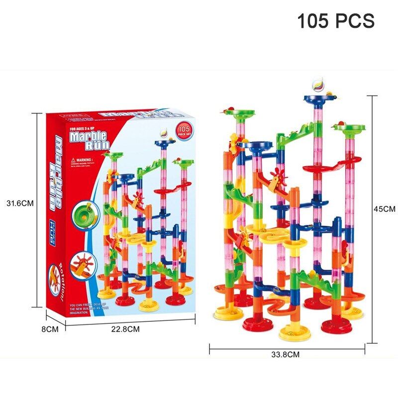 Kids Marble Race Run Track Building Blocks 3D Maze Ball Roll Marbles Slide Toys DIY Creativity Constructor Race Coaster Set Toys
