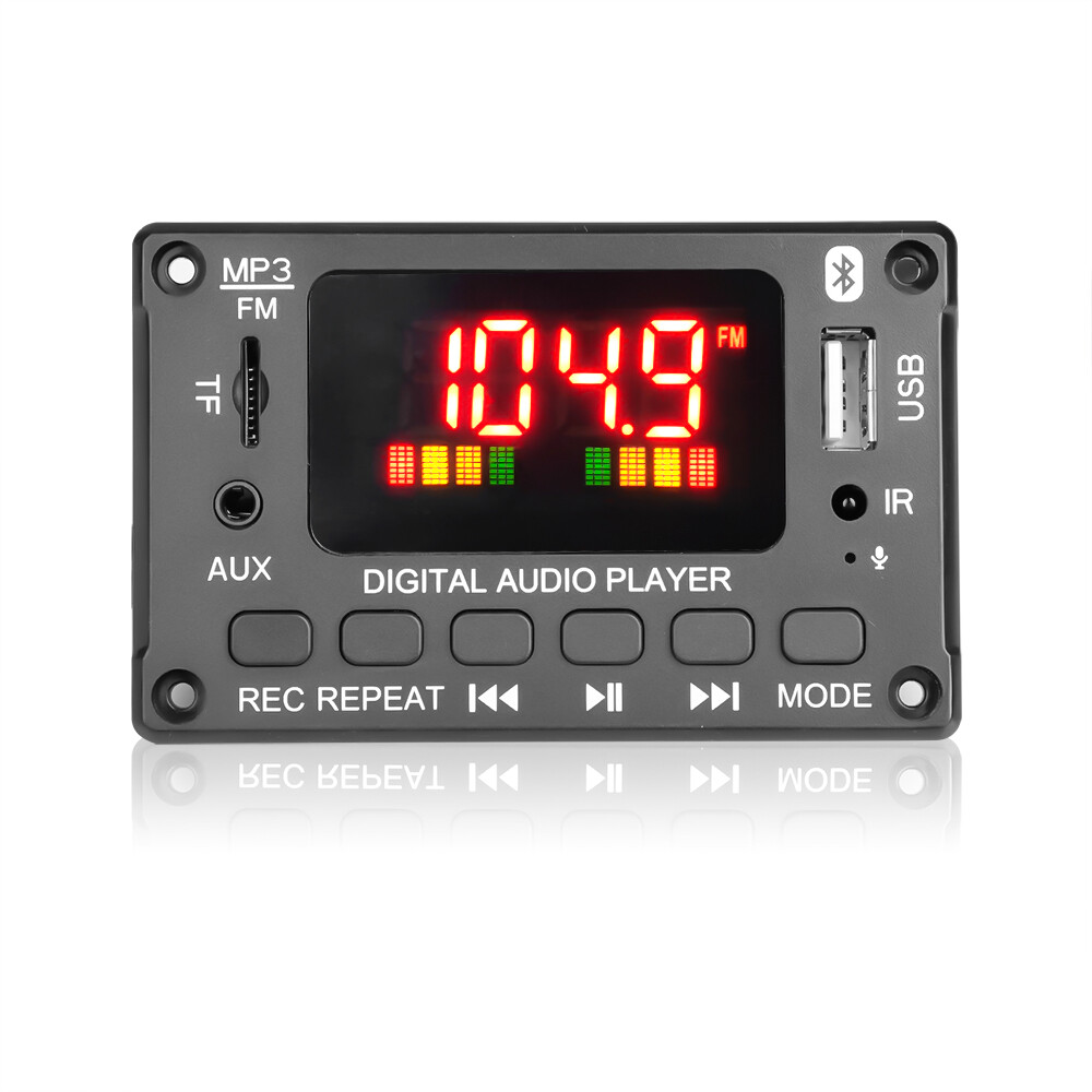 Bluetooth 5.0 mp3 decoder board 12v dc fm tf usb aux handsfree call and record recording function decoding board module