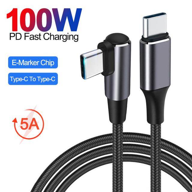 100w usb type c to usb c cable 90 degree angle for macbook pro xiaomi samsung quick charge 4.0 pd fast charging type c date wire