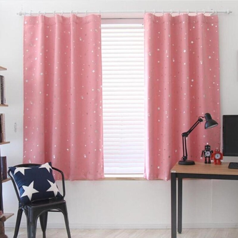 Rèm Cửa Ban Công Phòng Ngủ Hình Ngôi Sao Che Sáng Toàn Bộ Móc Grommet Màn Che