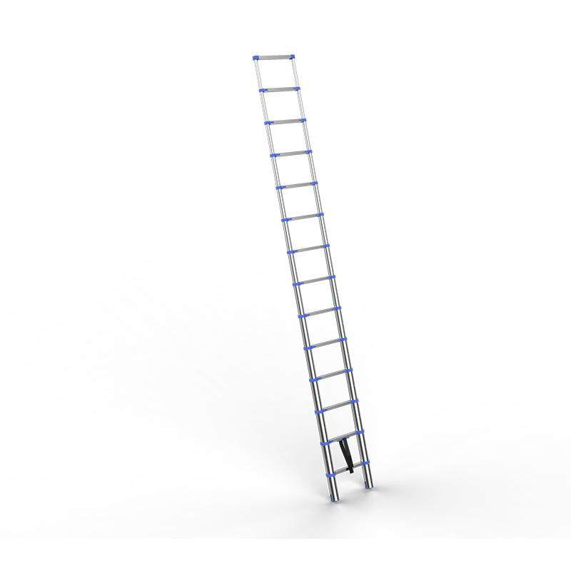 European standard 2.6m telescopic ladder European standard blue thick aluminum alloy engineering ladder Household folding ladder portable lifting straight ladder