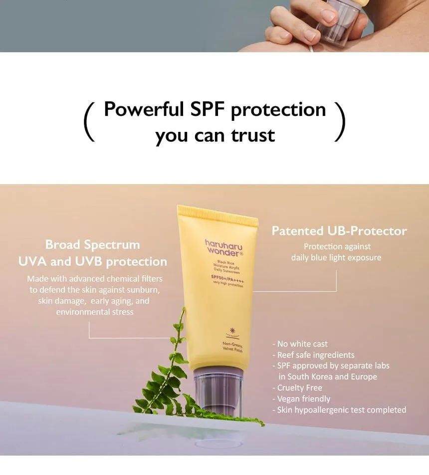 Neu Haruharu Wonder Schwarz Reis Feuchtigkeit Airyfit Täglichen Sonnenschutz 50ml_voghion.com
