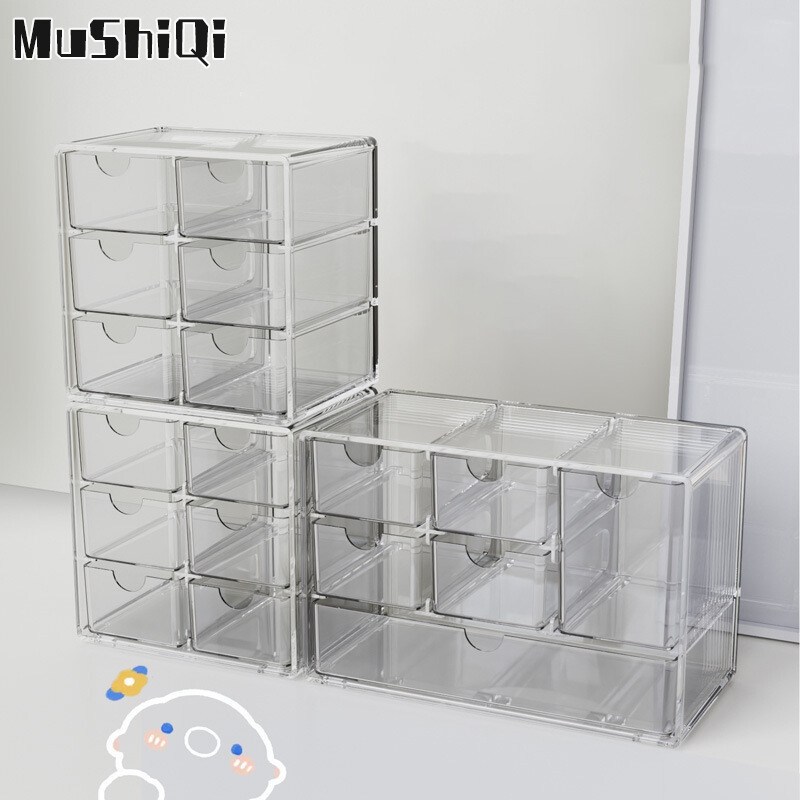 Desktop cabinet storage box transparent drawer-type separated pen container student office desk stationery storage box rack