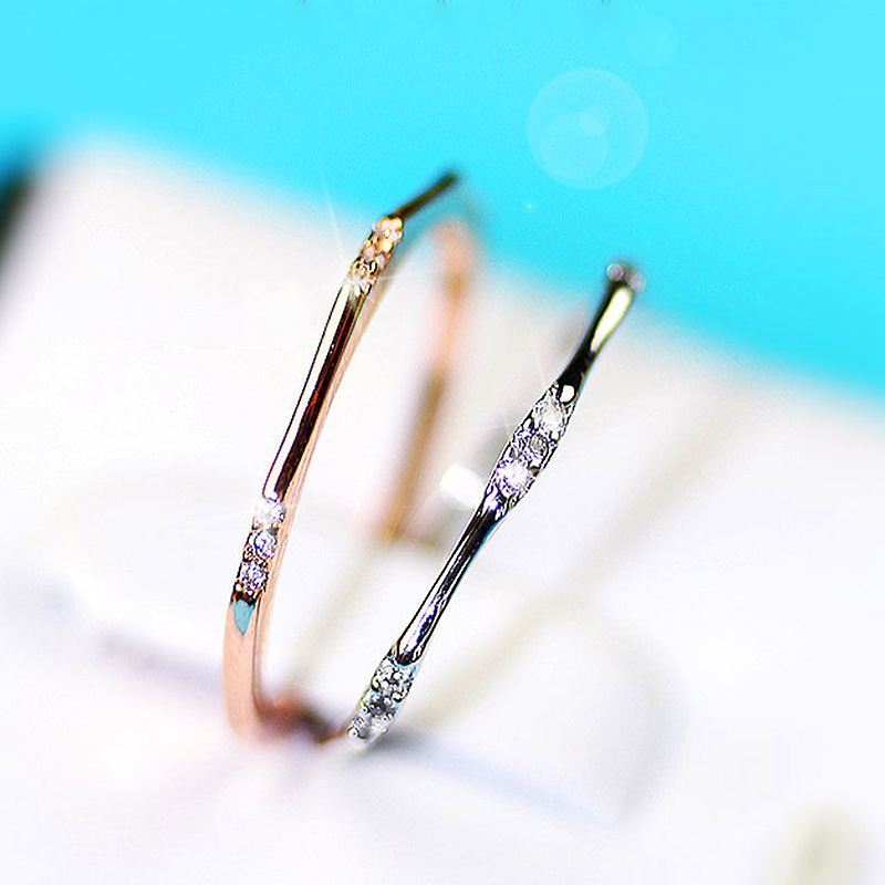 Simple Women Ring Silver Gold Rose Gold Titanium Steel Zircon Diamond Wedding Rings Fashion Jewelry