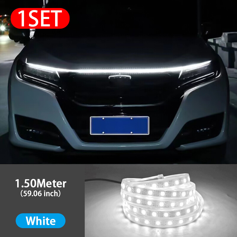 LED Car Hood Light Strips App Control Car Modified Decoration Headlight Colorful Lights 12V Daytime Running Light