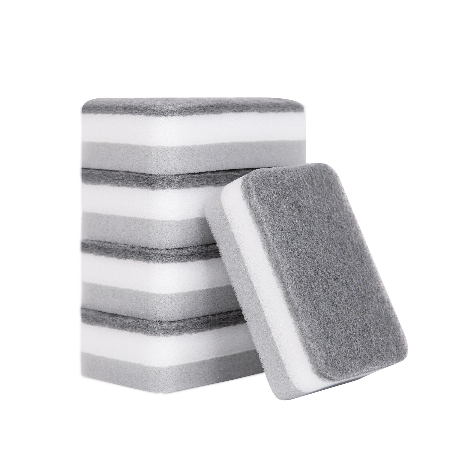 【Neatly】 5Pcs  Double-Sided Sponge Scrub Pot to Wash Dishes Magic Wipe Kitchen Housework Cleaning Three-Layer Sponge Scouring Pad Wholesale Super Low Price