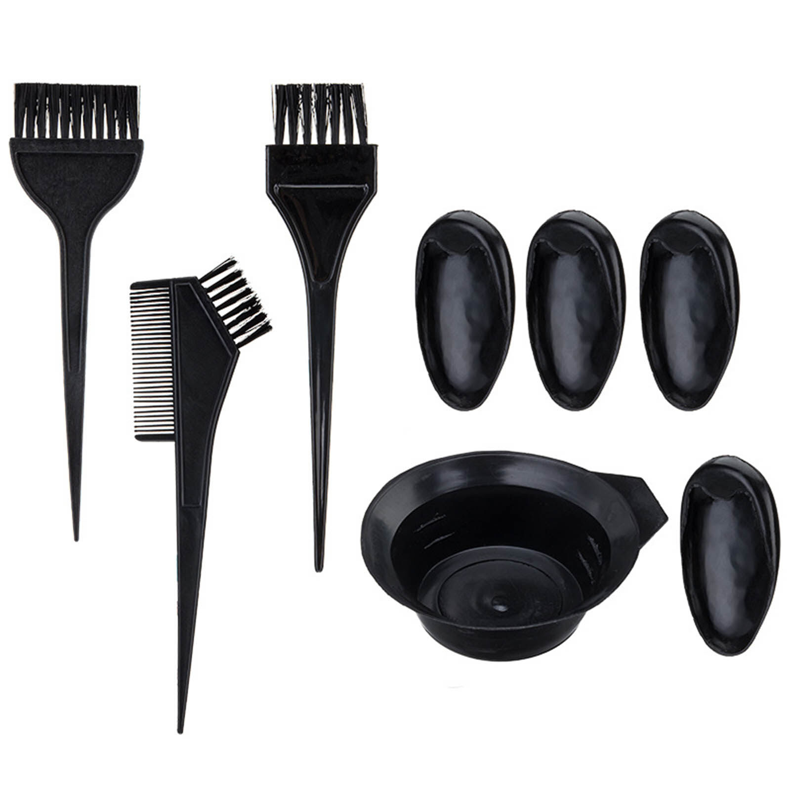 AWEI1 8Pcs/Set Hair Dye Brushes Long Handle Soft Bristles Plastic Hair Dyeing Brushes Bowl Earmuffs for Home 8Pcs/Set Practical Hair
