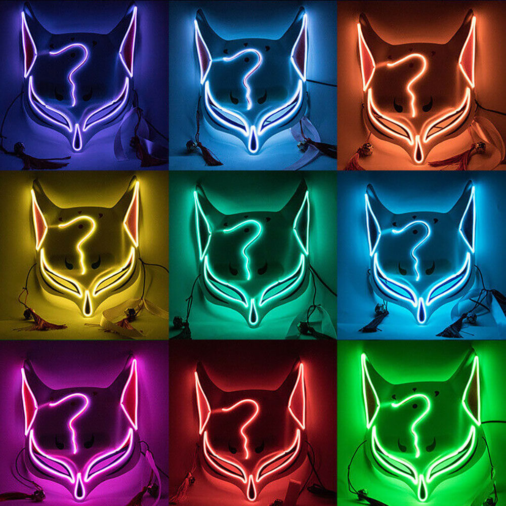 Party Fox Cosplay LED EDC Rave Kitsune Halloween Lighted