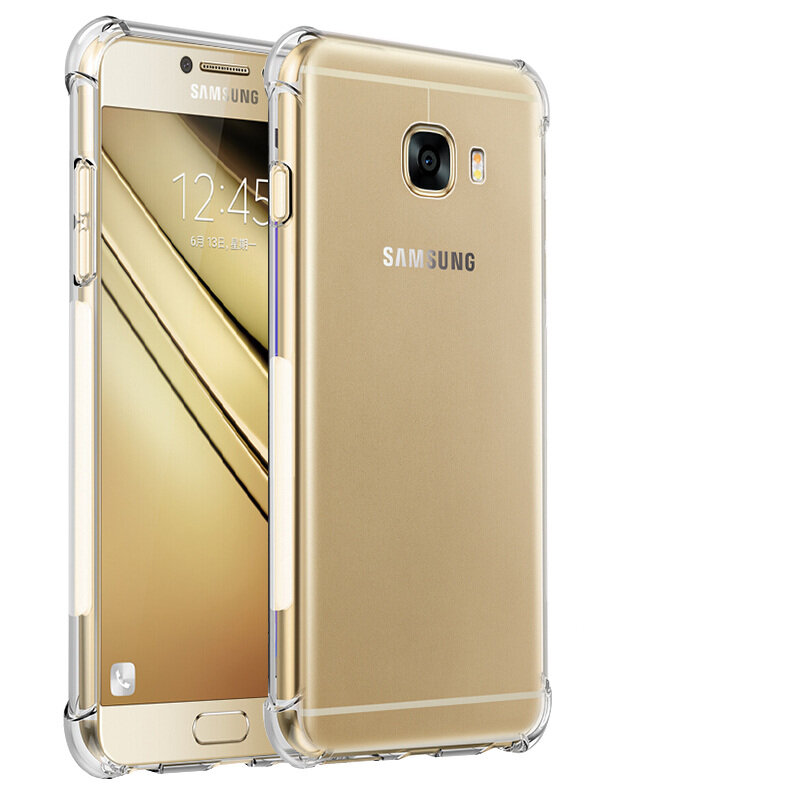 For Samsung Galaxy C9 Pro Soft & Flexible TPU Ultra-Thin Case Shockproof 4 Corners Bumper Crystal Transparent Back Cover