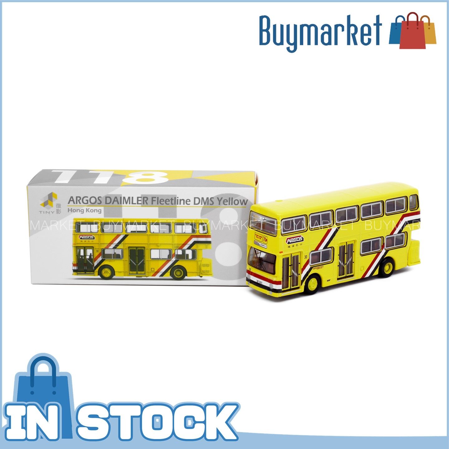 ของแท้ Tiny City 118 DieCast Model Car DAIMLER Fleetline DMS ARGOS (สีเหลือง) Buy Market