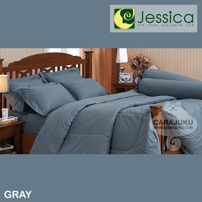 JESSICA ชุดผ้าปูที่นอน+ผ้านวม 5 ฟุต สีเทา Plain GRAY (ชุด 6 ชิ้น) #เจ ...
