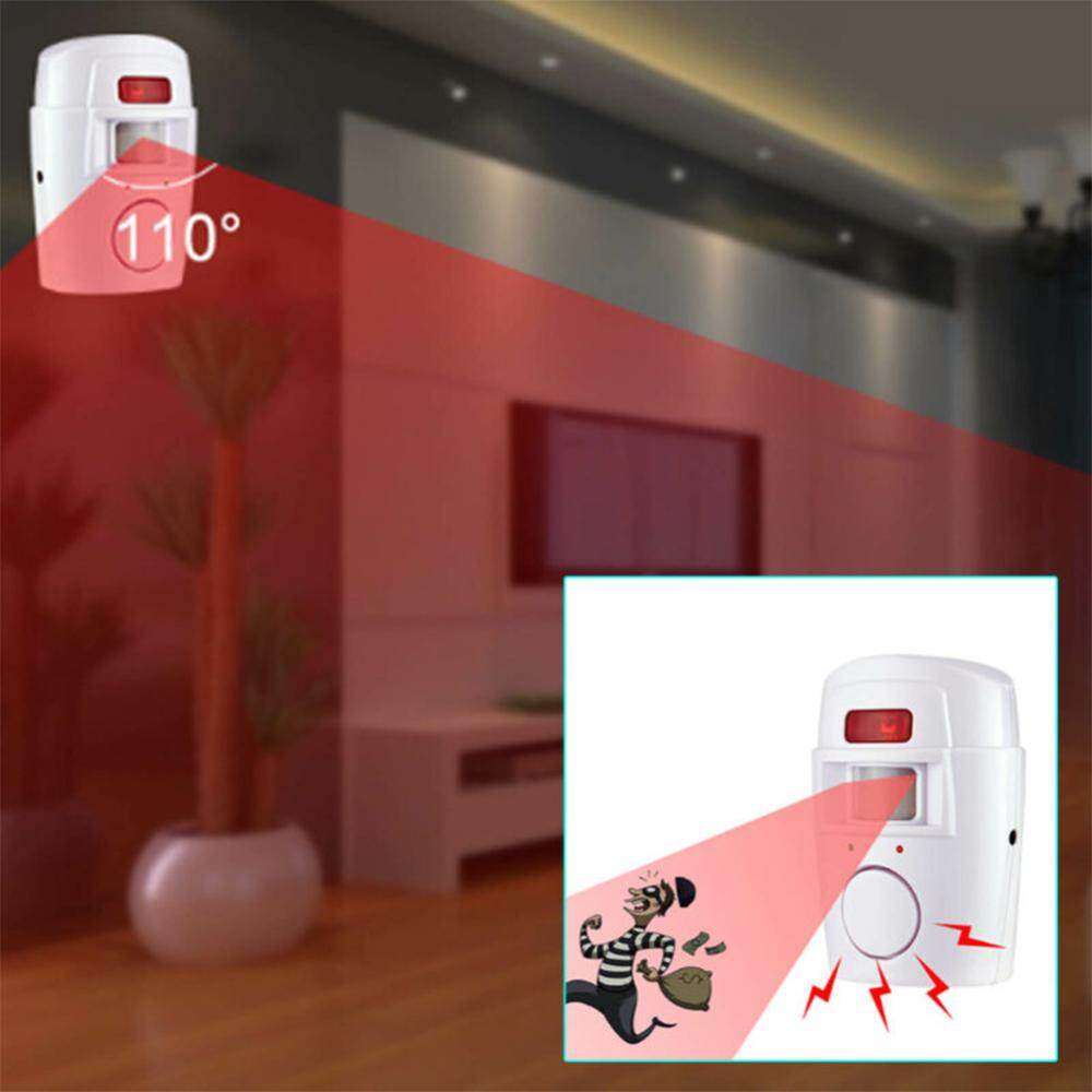 PIR Motion Sensor Detector Alarm with 2 Remote Controls Infrared Alarm Home Security System for Door Shed Garage Caravan