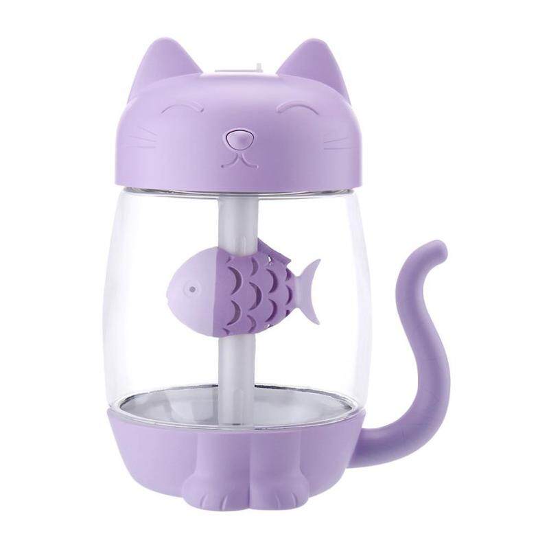 350ml Night Light Fan Ultrasonic Air Humidifier Aroma Diffuser Cat Shape Singapore