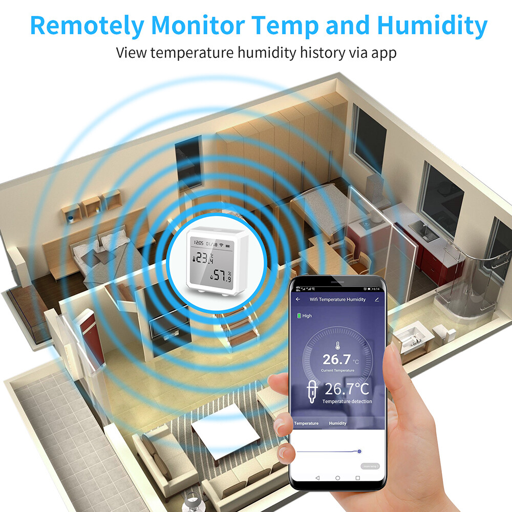 RCYAGO Tuya Đồng Hồ Đo Nhiệt Độ Bluetooth Bộ Kiểm Tra Nhiệt Độ Từ Xa WIFI Bộ Điều Khiển Nhiệt Độ Bộ Điều Khiển Ẩm Kế Điều Khiển Giọng Nói Cho Gia Đình