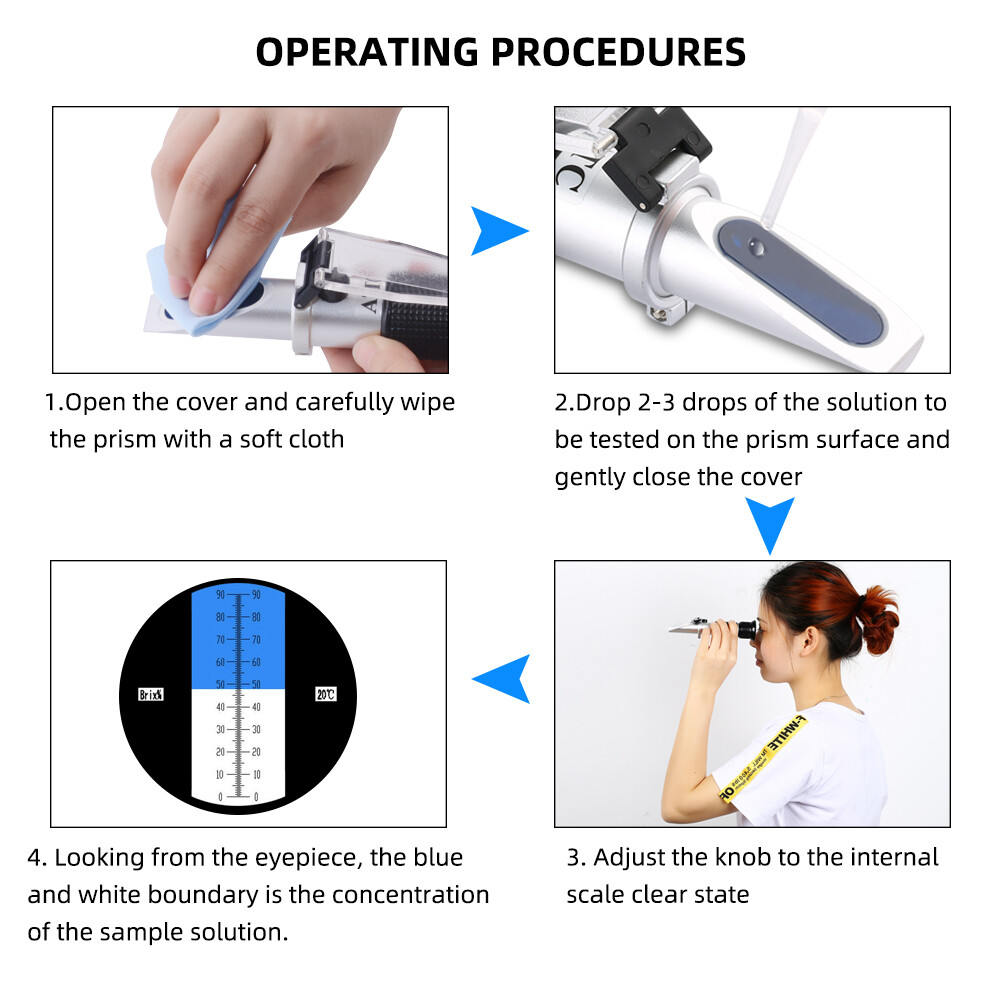 Khúc Xạ Kế RCYAGO Brix Khoảng 0-90% Thức Ăn Đường Với Hộp Pu