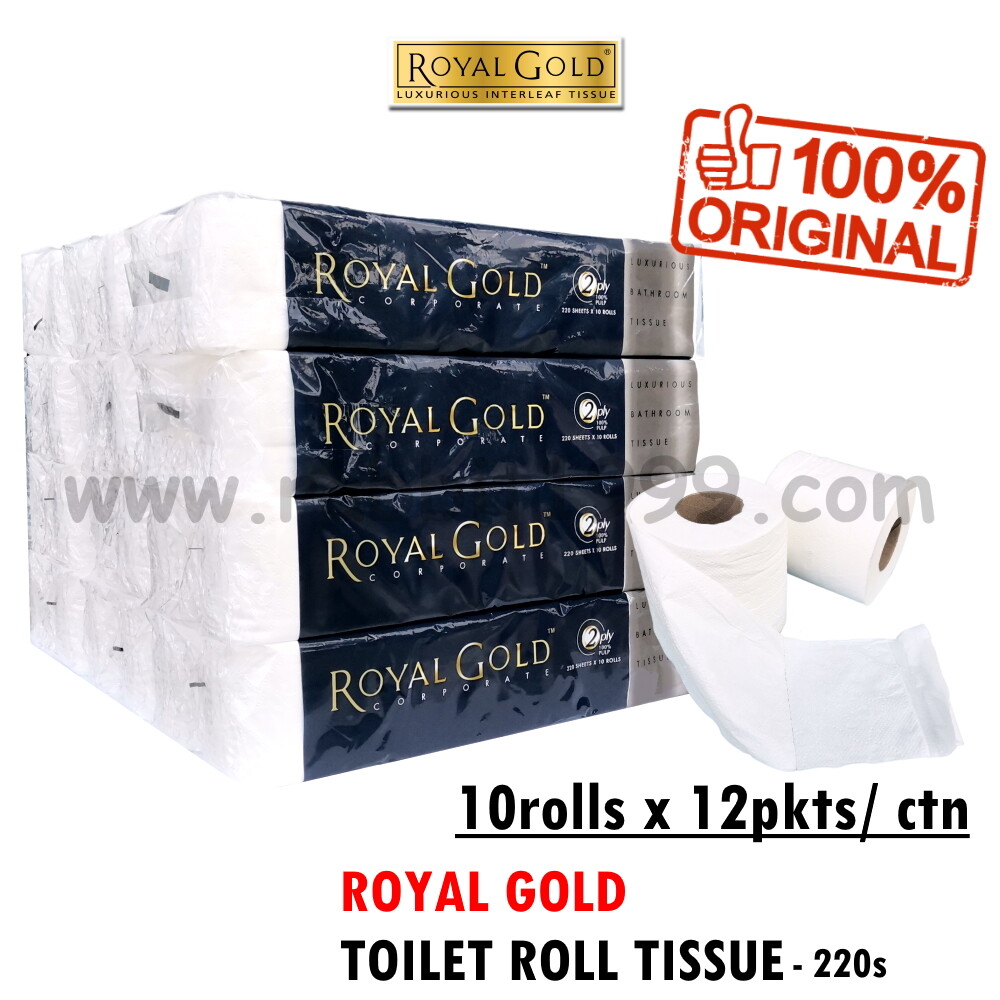 ROYAL GOLD TOILET ROLL TISSUE 220s (12pkt/ ctn) Pulp Paper 2ply 120