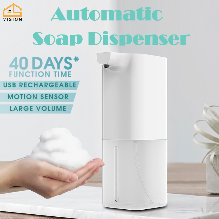 Vision 350ML Automatic Foam Soap Dispenser Smart Sensor Hands-free Auto Hand Washer Touchless Sensor Auto Infrared Induction Hand Wash Foaming Machine For Bathroom Kitchen Hotel Office Hospital Restaurant