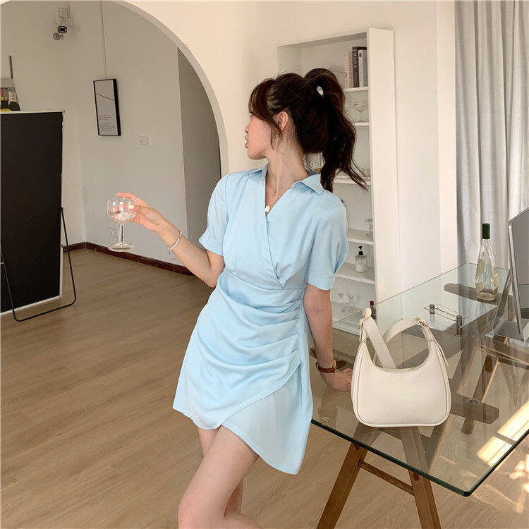 IELGY Đầm Trắng Eo Cao Mỏng Phong Cách Pháp Cho Nữ