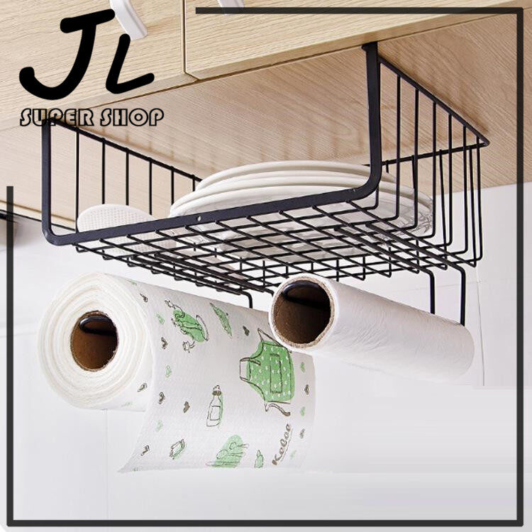 JustLiving Kitchen Storage Organizers, Metal Hanging Holder Tissue Shelf Organizer Toilet Roll Paper Towel Holder Paper Cabinet Rack Kitchen Organizers