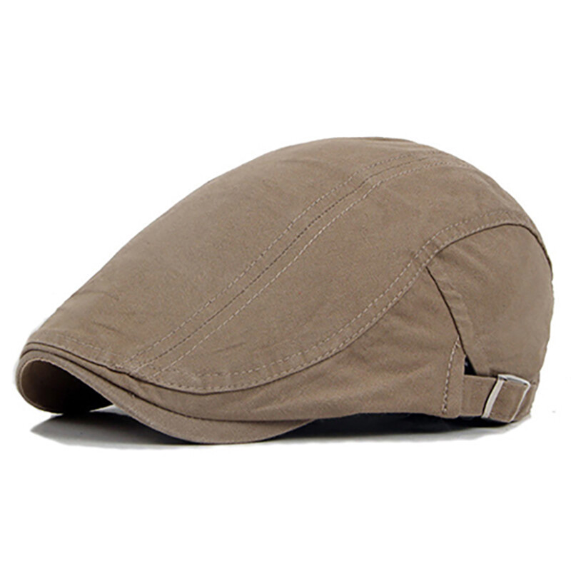 LunchMoney men vintage plain solid color flat eaves baseball cap cotton sun protection Boina hat
