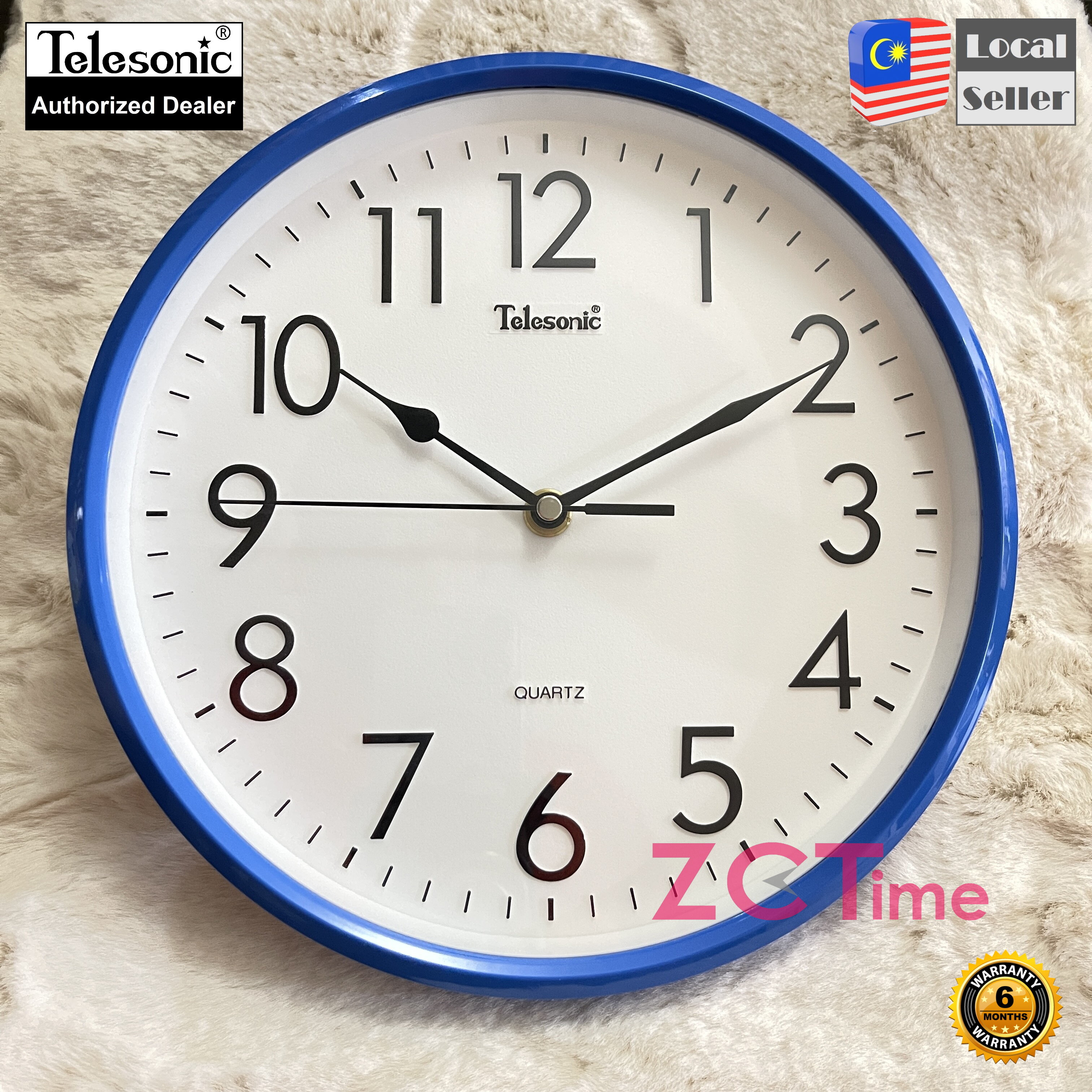 [ZCTime] Telesonic Q3602 Simple Design Wall Clock come with RED , BROWN