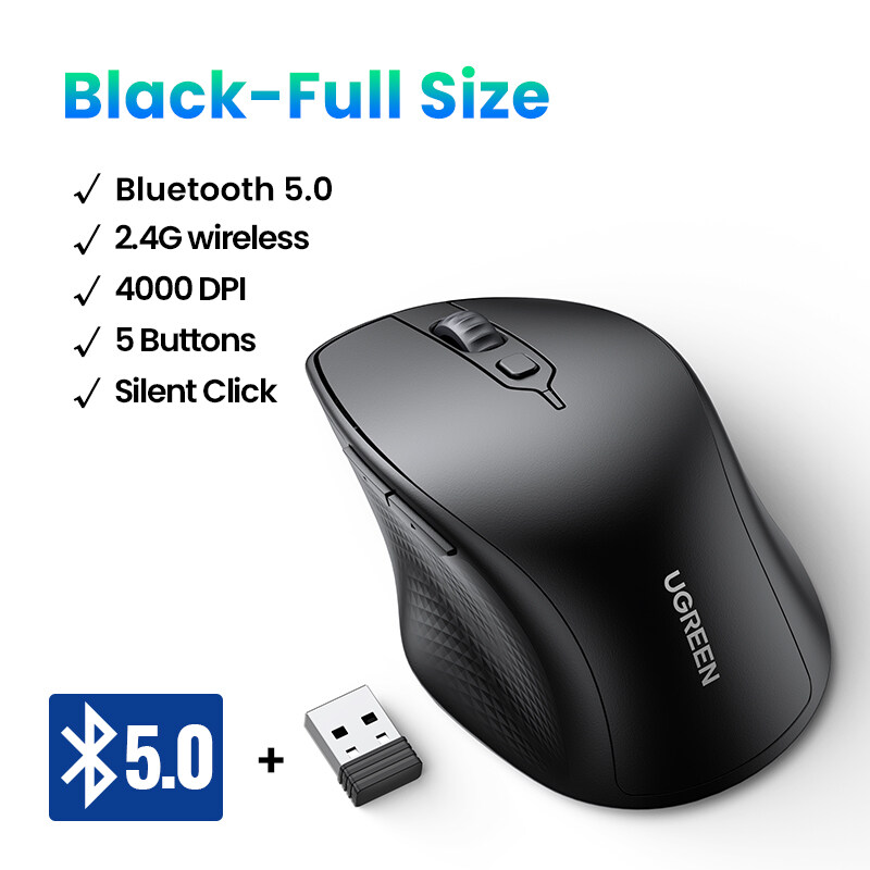 UGREEN 2.4G Bluetooth Mouse Wireless Ergonomic Mouse 4000 DPI Silent 6 ...