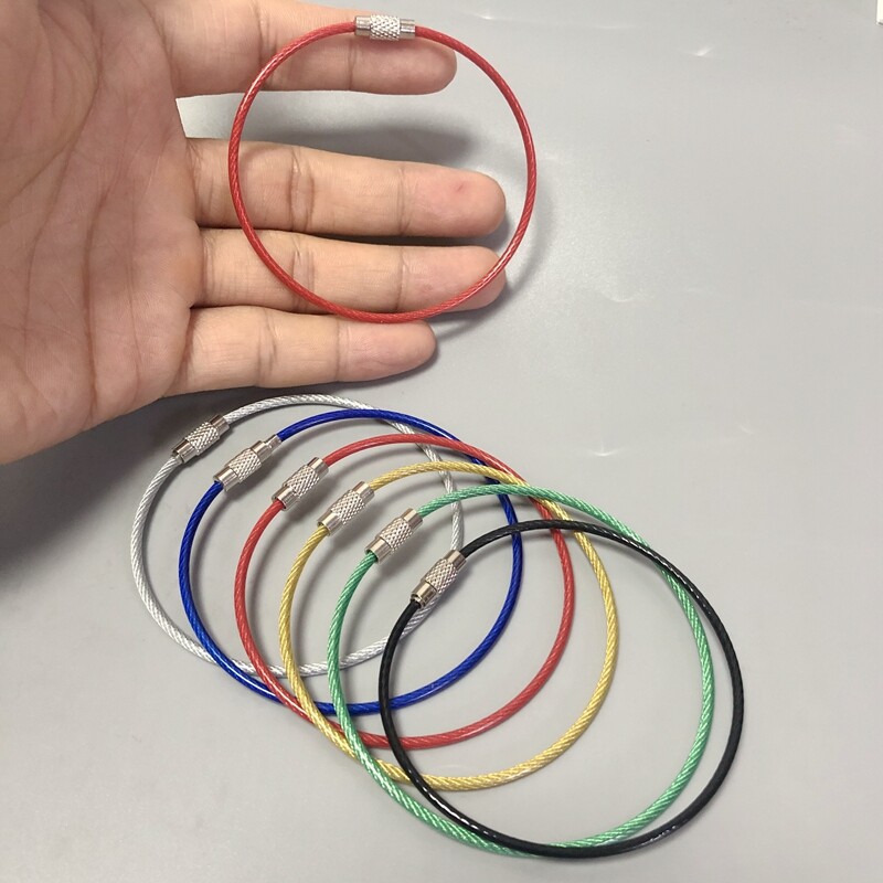 7pcs Carabiner Key Hanging Cables Metal Stainless Steel Wire Ropes EDC Tool