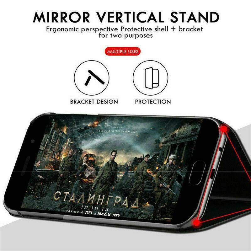 For Samsung Galaxy Note 9 Case, Luxury Mirror Surface Smart Case Slim Clear View Mirror Flip Leather Stand Protective Phone Casing Cover for Samsung Note 9 Best Quality In Stock