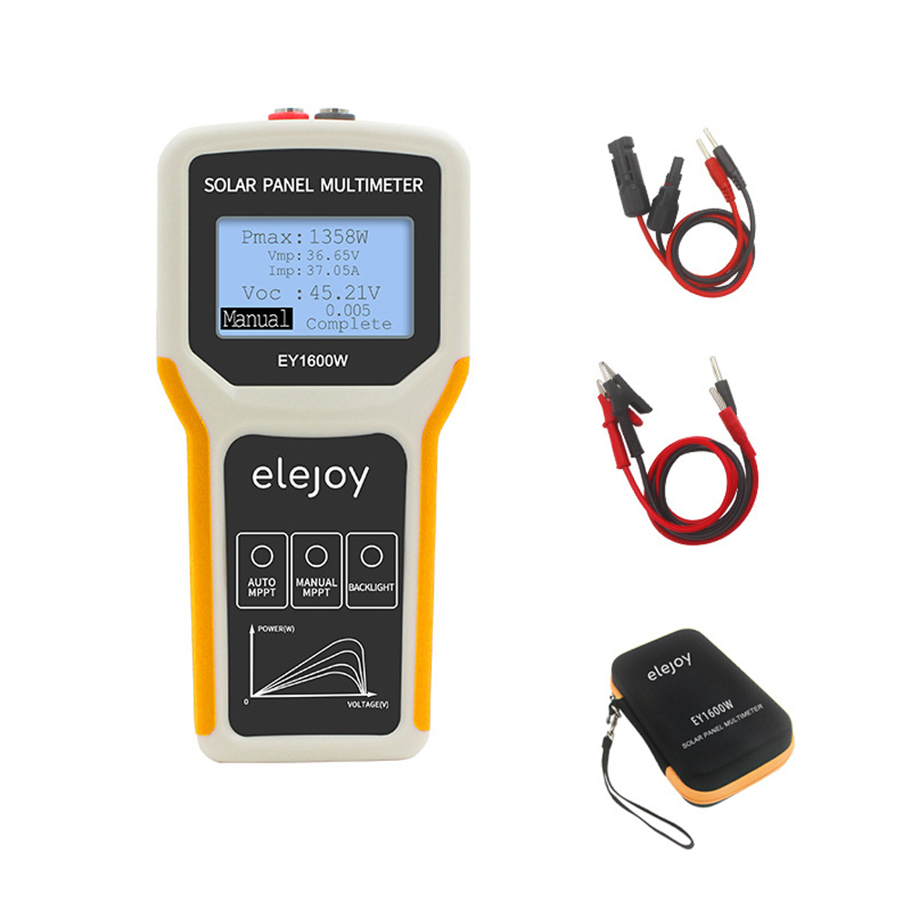 Smart Sensor 1600W Photovoltaic Panel Multimeter Solar Panel MPPT Tester Open Circuit Voltage Test Device Maximum Power Point Voltage Current Power Test Meter LCD Display with Backlight