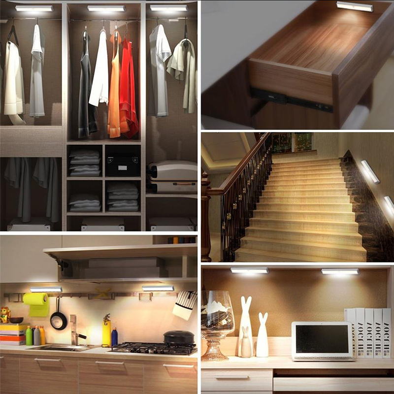 KIPRUN Đèn LED Cảm Biến Chuyển Động PIR, Đèn Ngủ Tủ Quần Áo Tủ Chén Đèn LED Dưới Tủ Đèn Ngủ Cho Tủ Quần Áo Cầu Thang Nhà Bếp, 6/10 Đèn LED