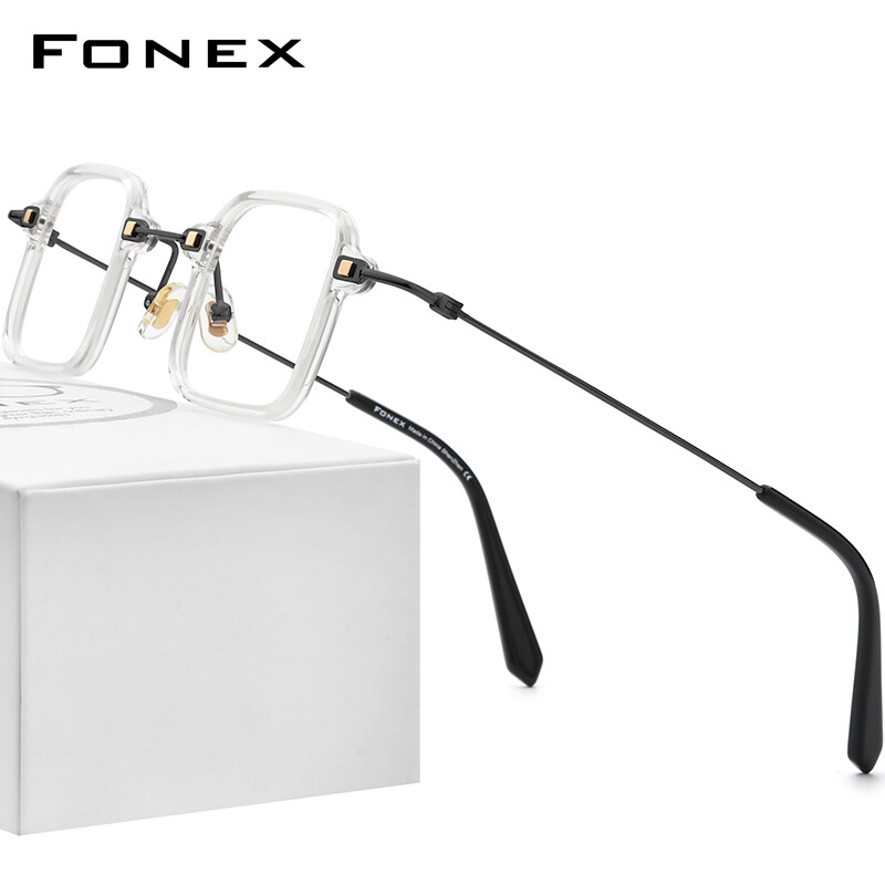 FONEX Acetate Titanium Glasses Frame Men 2022 New Retro Vintage Square Eyeglasses Women Ultralight Optical Frames Spectacles Korean Japaness Style Eyewear F85672