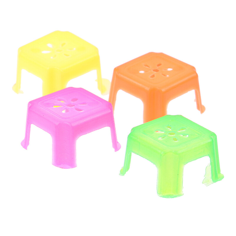 FOO 4pcs Mini plastic toy small square stool model play house chair