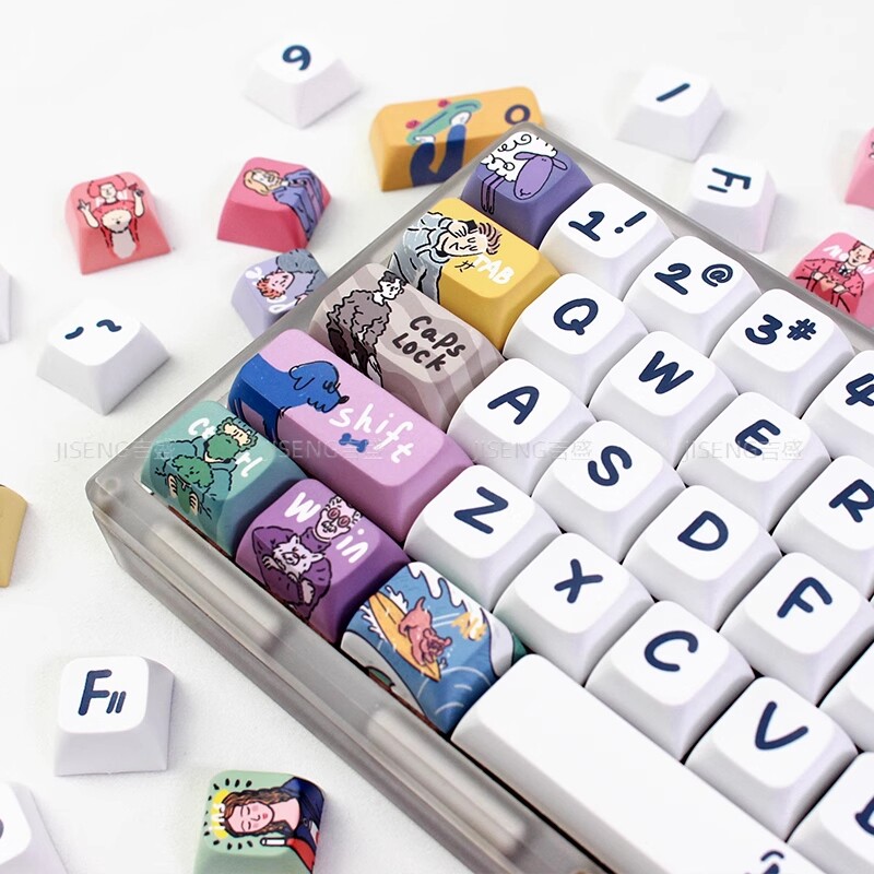 【Keycap chỉ】 Keycap sóng 123 phím xda hồ sơ PBT thăng hoa Keycaps cho bàn phím cơ tùy chỉnh keychron/RK61/gk61/Anne Pro 2