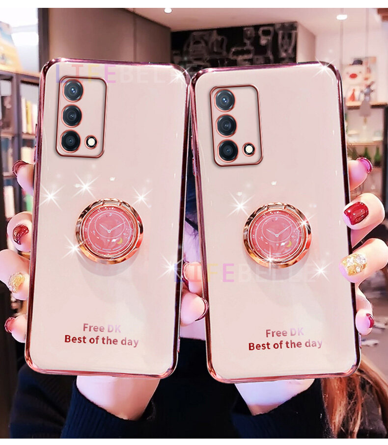 Ốp Lưng LIFEBELLE Dành Cho OPPO A74 4G Ốp Lưng + Giá Đỡ Nhẫn Đeo Ngón Tay, Ốp Điện Thoại Viền Mạ Siêu Mỏng Sáng Bóng Sang Trọng Ốp Bảo Vệ Chống Sốc Cao Cấp Bằng Silicon TPU Mềm