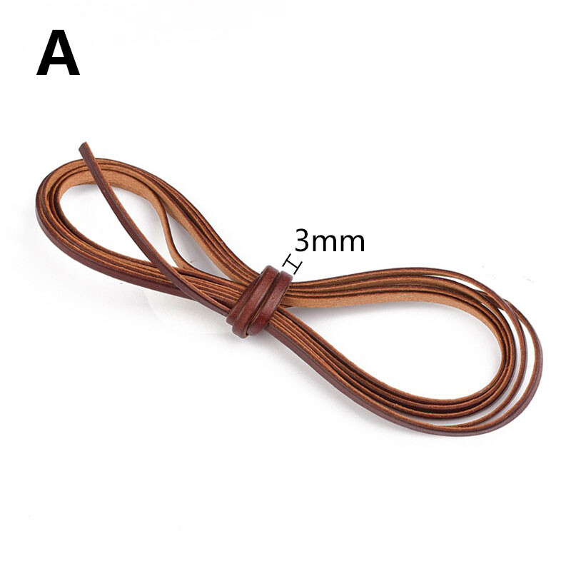 Pzcf Vintage Craft Cowhide Flat Rope Genuine Leather Cord DIY Jewelry Bag Strip