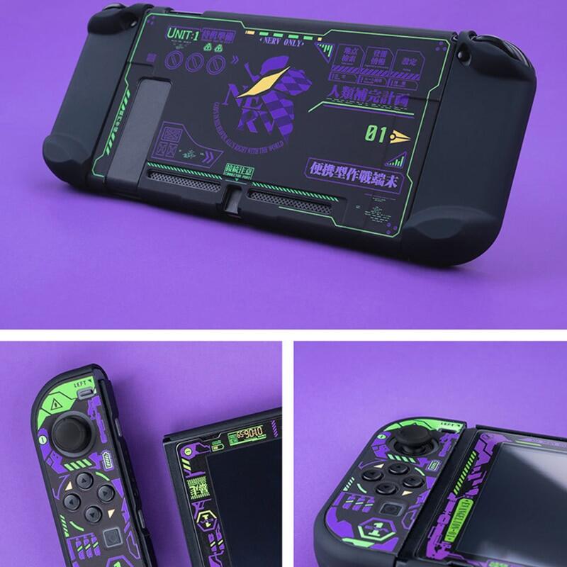 Evangelion Vỏ Bảo Vệ Với Kính Cường Lực Cho Nintendo Switch Vỏ Cứng Điều Khiển Joycon Đầy Đủ Hộp NS Cho Phụ Kiện Công Tắc