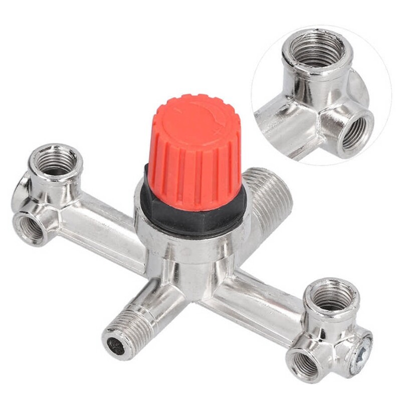 Air Compressor Switch Tube Double Outlet Metal Valve Pressure Nonadjustable Fitting Accessory