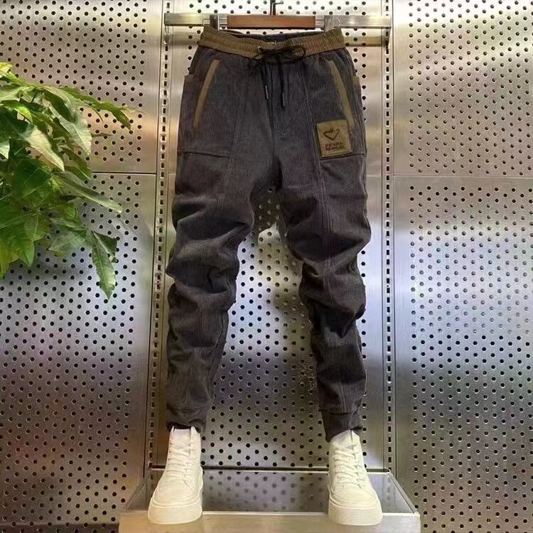 2024 New Men's Summer and Autumn Small Feet Casual Pants Elastic Trousers Trend Harem Pants Sweat Pants Loose Men's Pants