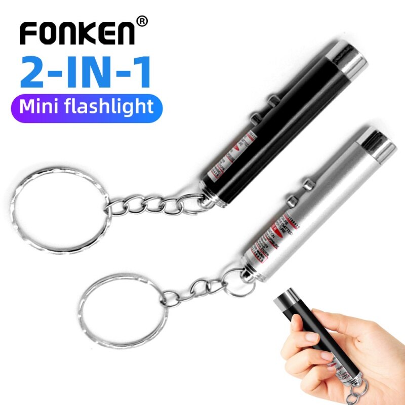 FONKEN Đèn Pin Đèn Làm Việc Mini Chống Nước Ngoài Trời Bút Đèn Pin Đỏ 2 Trong 1 Với Đèn LED Trắng, Thích Hợp Cho Phiêu Lưu/Dạy Học/Mèo Vui Nhộn