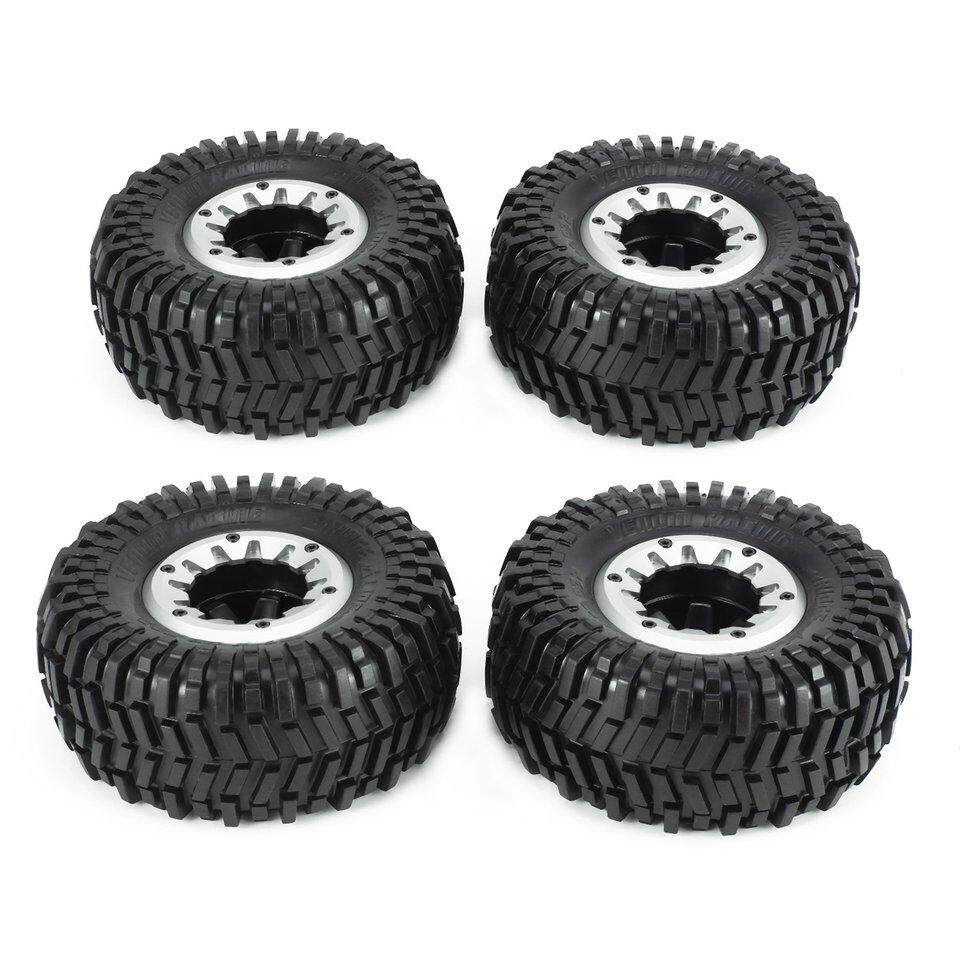 Penjual Terbaik 4 Pcs 128 Mm Pencapit Batu Pelek Roda dan Ban untuk 1/10 Cralwer Mobil Balap RC