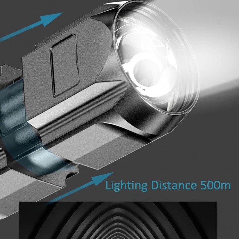 Đèn Pin Cầm Tay Đèn Pin Chiến Thuật Nổi Bật Zoom Công Suất Cao Có Thể Sạc Lại Được Đèn Pin LED Chiếu Sáng Ngoài Trời