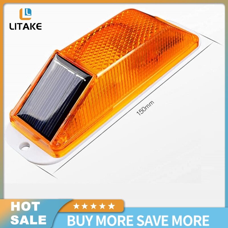 Litake【ready stock】Solar Strobe Warning Light Outline Safety Traffic Night Warning Flashlight Beacon Barricade Construction Obstacle Flashing Light