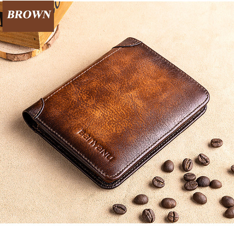 ManBang High Quality Classic Style Genuine Leather Wallet Leather Men Wallets Short Male Purse Card Holder Wallet Men Prevent RFID Hot wallets for men