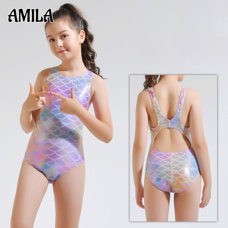 AMILA Girls Mermaid Swimsuit New Super Western-style Children's Magic Swimsuit Little Girl Princess Swimsuit