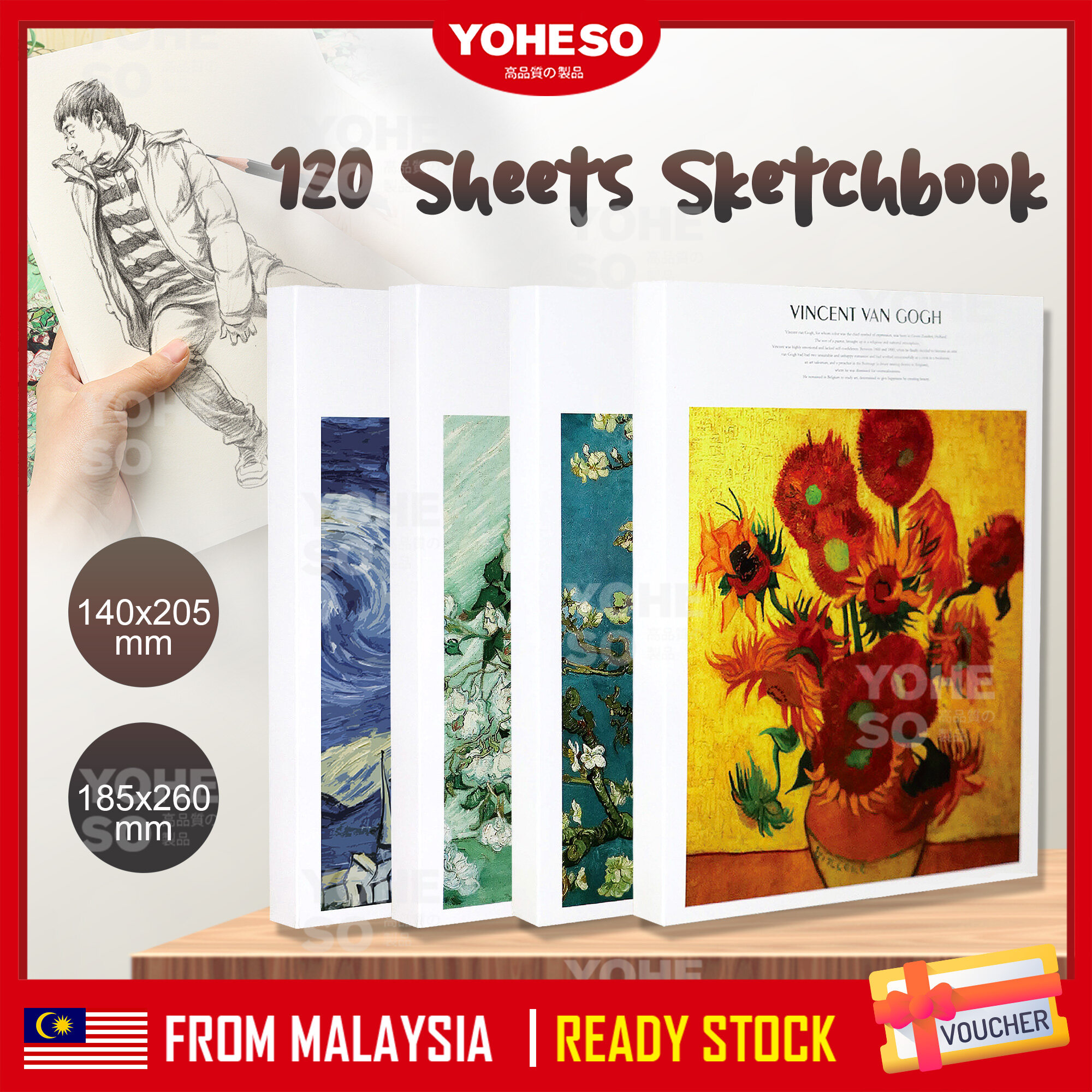 YOHESO 120 Sheets Van Gogh Sketchbook Vintage Painting Drawing Paper