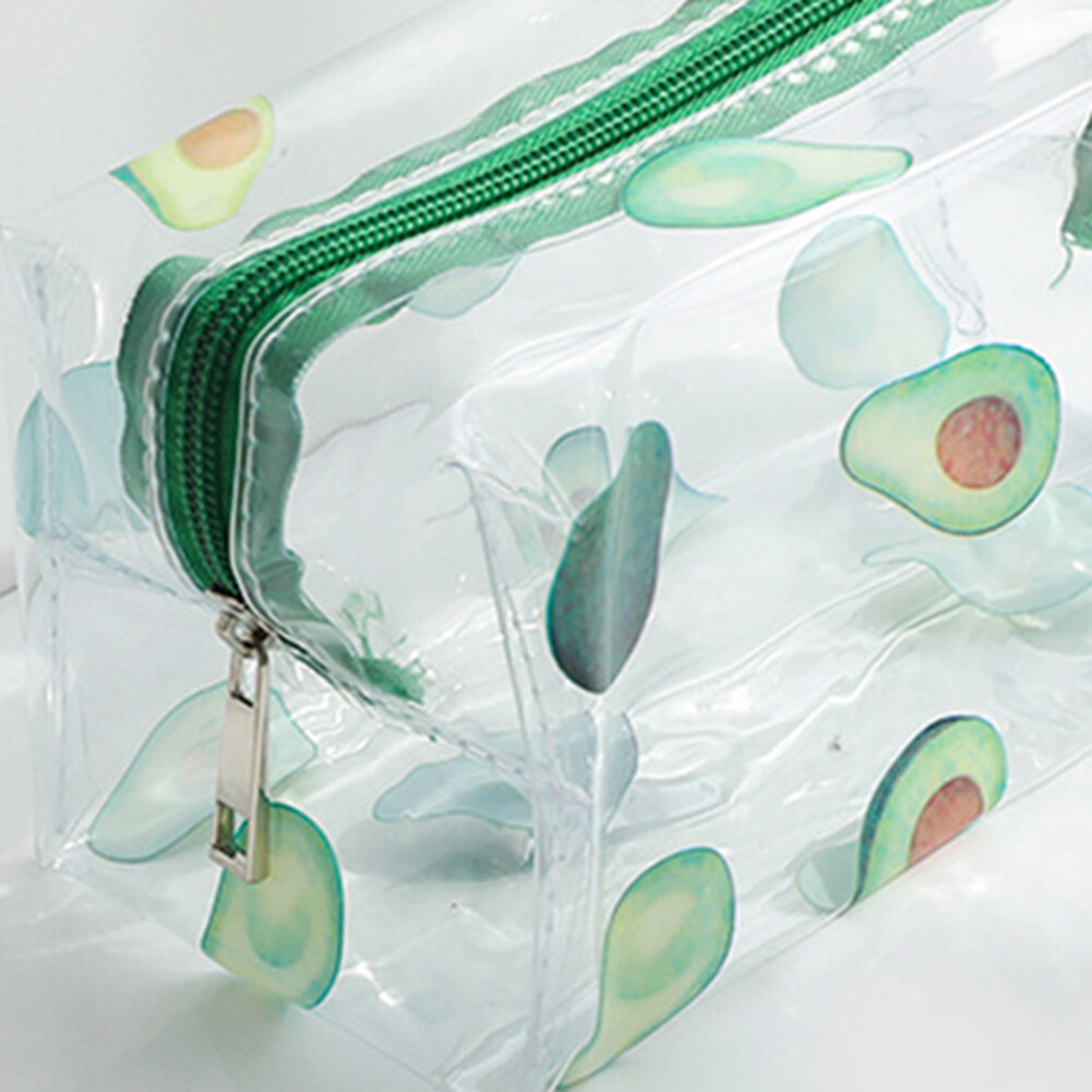 { Fast delivery }Clear PVC Cosmetic Bag Transparent Fruit Avocado Cosmetic Organizer Small Waterproof Multi-function for Women Girls Pen Storage Case