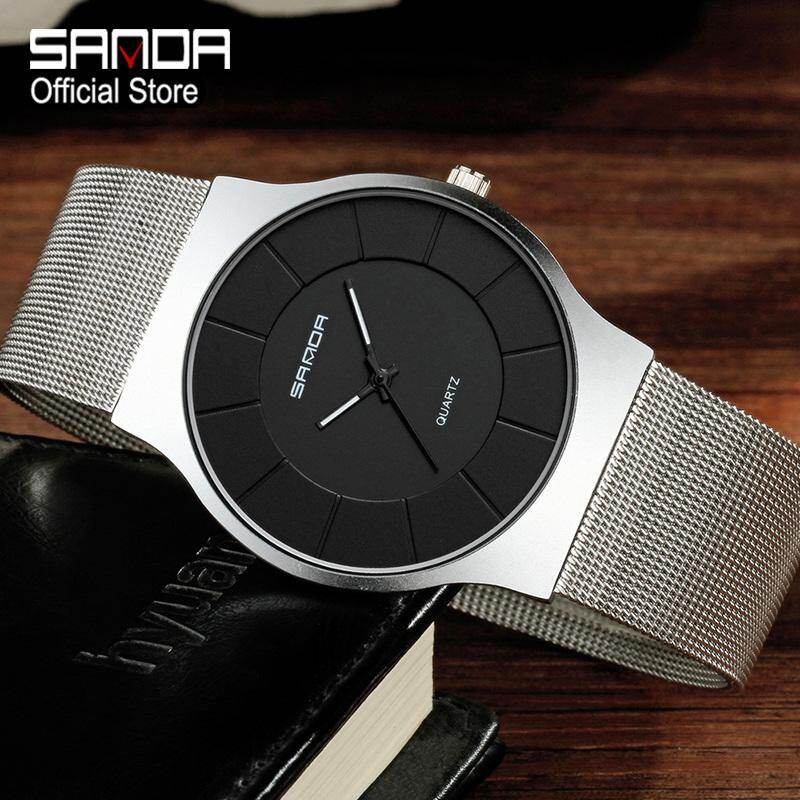 SANDA Fashion Original Ultra-thin Men Watch High-end Luxury Personality Mesh Belt Watch Men Stainless Steel Fashion Business Watch