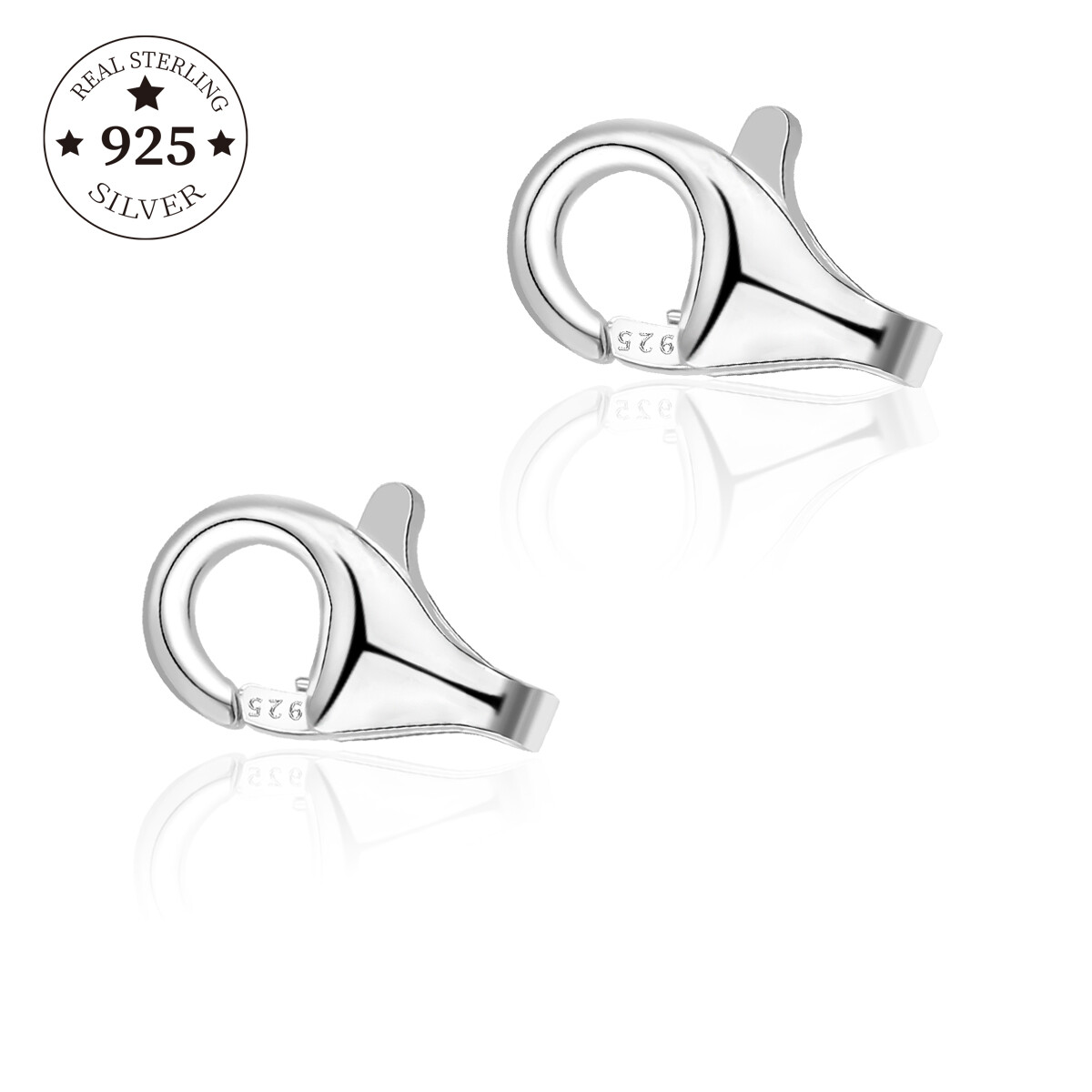 2Pcs Lobster Clasps Hooks 925 Sterling Silver End Clasps For DIY Necklace Bracelet Fashion Jewelry Findings Connector Components