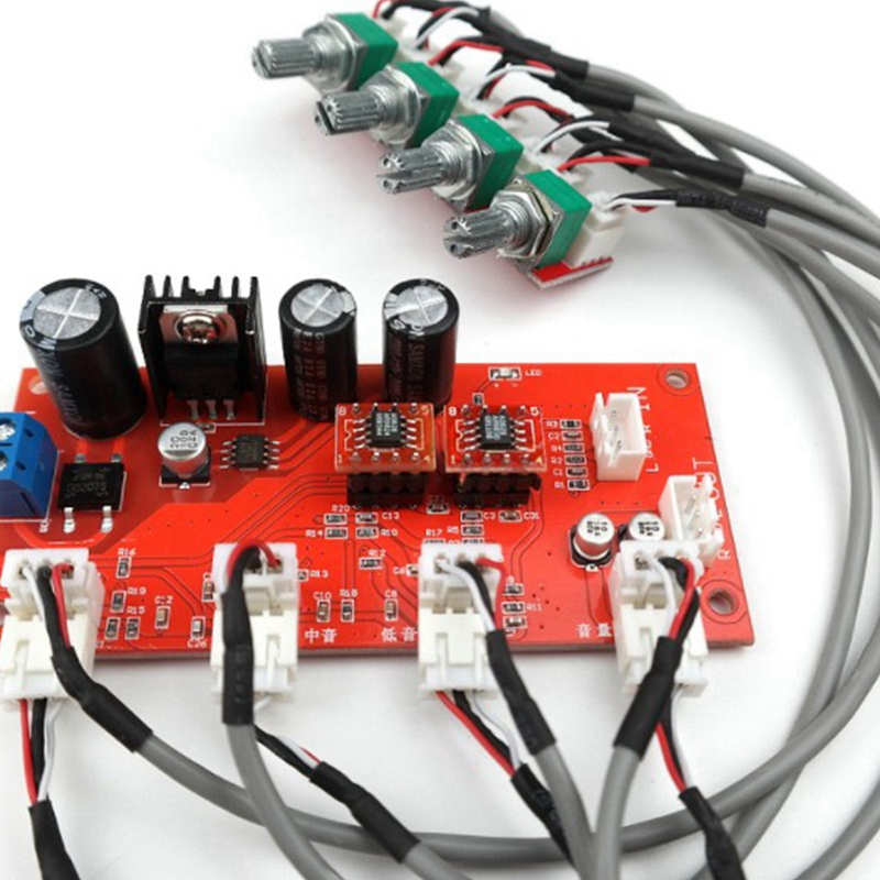 AD828 Stereo Preamp Amplifier Board Treble Middle Bass Volume Tone ...